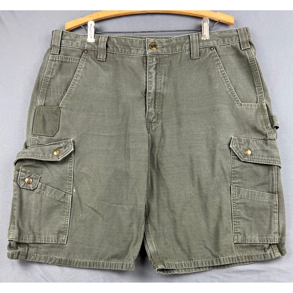 Carhartt Cargo Shorts Mens 38 B357 MOS Relaxed Fit Moss Green Ripstop Good